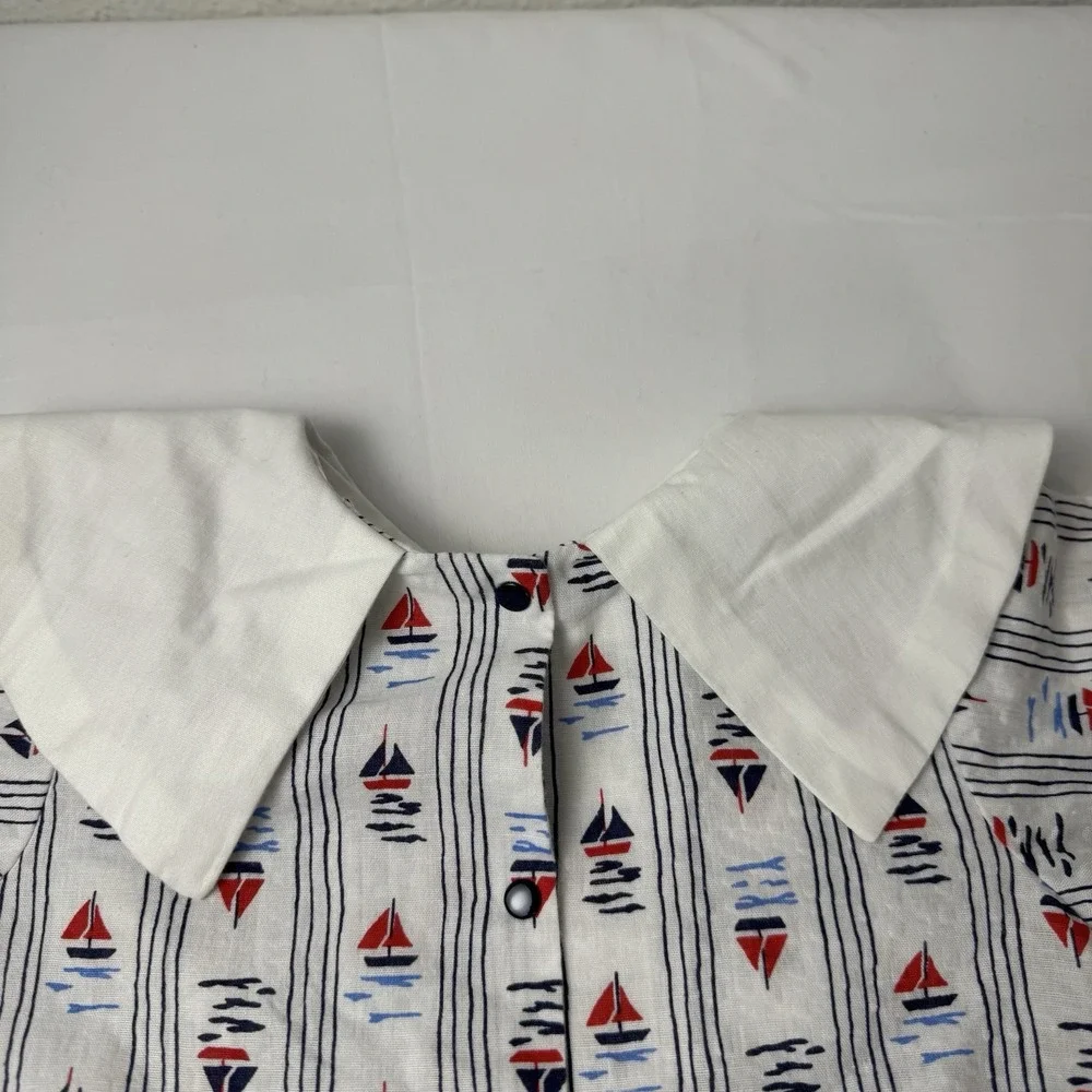 Vintage Sailboat Baby Romper One Piece Girls 18 Months Handmade Ruffle Bum‎ Red